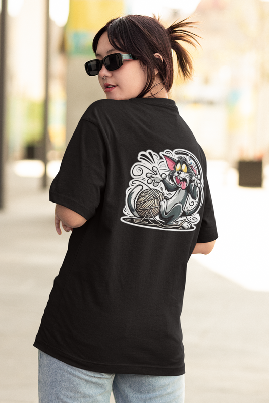Tom & Jerry Oversized Women’s Cotton T-Shirt – Cartoon Graphic Streetwear Tee