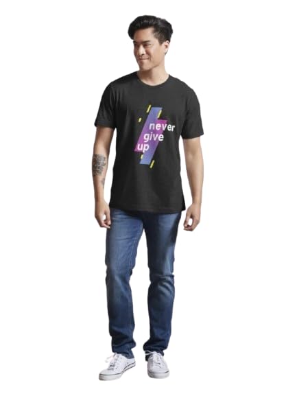 Never Give Up Graphic Print Men’s T-Shirt