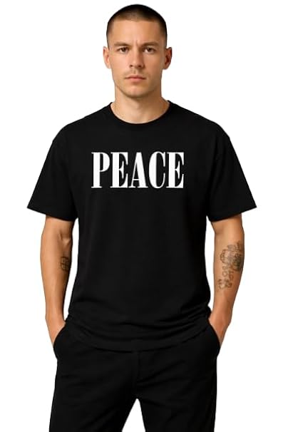 Peace Minimalist Graphic T-Shirt – Bold Typography Premium Black Tee