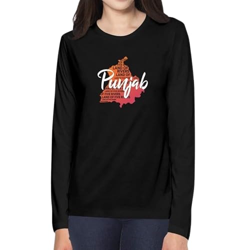 Punjab Map Graphic Print Women’s Full Sleeve T-Shirt – Desi Pride Cotton Tee