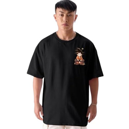 Goku Chibi Graphic Print Men's Black T-Shirt