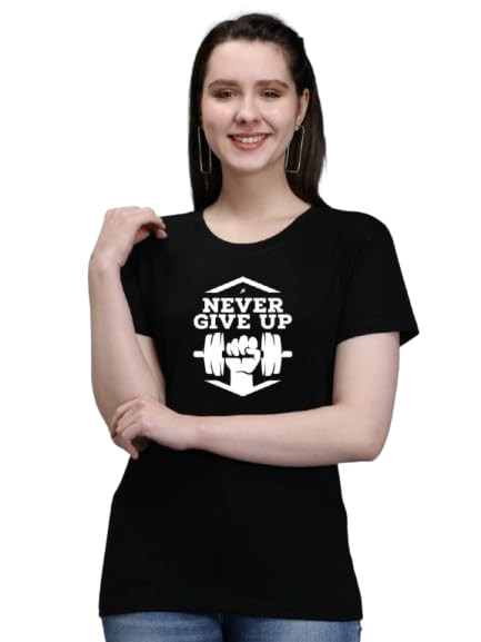 Never Give Up Graphic Print Women's T-Shirt