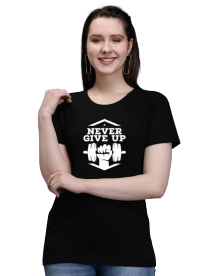 Never Give Up Graphic Print Women's T-Shirt