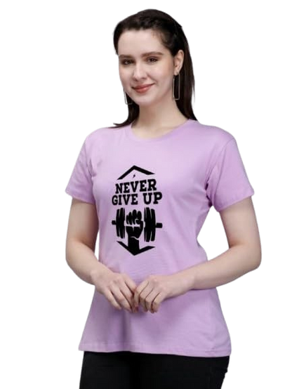 Never Give Up Graphic Print Women's T-Shirt