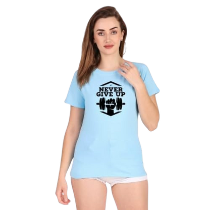 Never Give Up Graphic Print Women's T-Shirt
