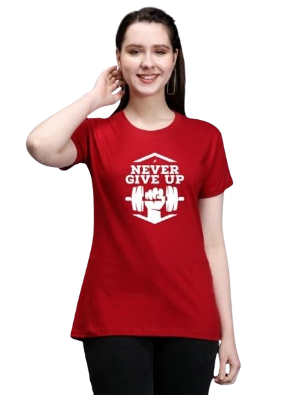 Never Give Up Graphic Print Women's T-Shirt
