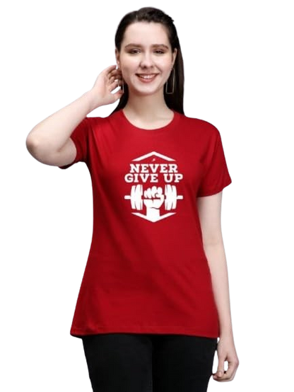 Never Give Up Graphic Print Women's T-Shirt