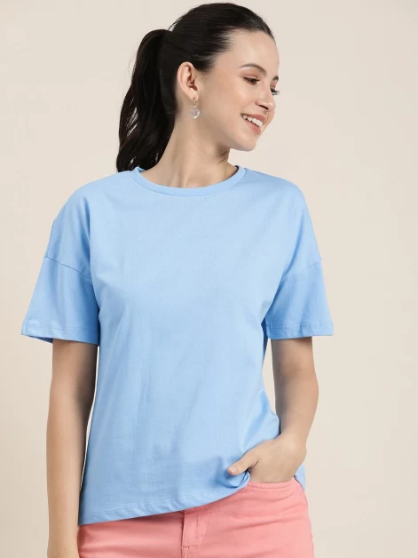 Basic Plain Regular Women's Cotton T-shirt