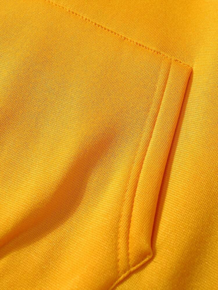 Women's Winter Hoodie with Graphic Print, Yellow, Cotton Blend