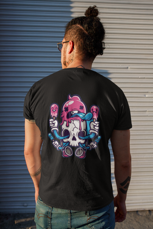 Skull Dancing Graphic Print Men’s Cotton T-Shirt – Street Style Casual Tee