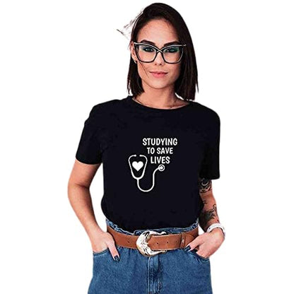 Studying to Save Lives Graphic Print Women’s T-Shirt