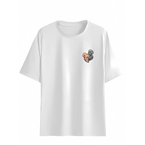 Half Bear Face Minimal Graphic Print Unisex T-Shirt – Aesthetic Cotton Casual Tee