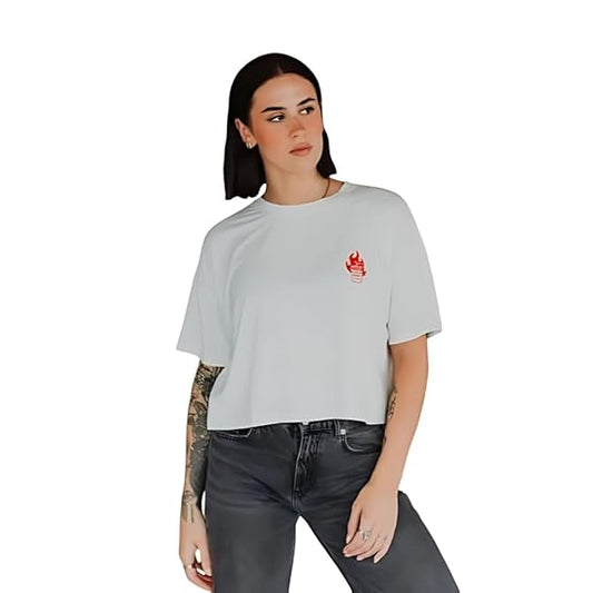 Flame Hand Graphic Print Oversized Women’s T-Shirt – Streetwear Cotton Tee