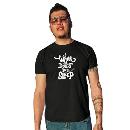 When in Doubt Go to Sleep Graphic Print Men’s T-Shirt