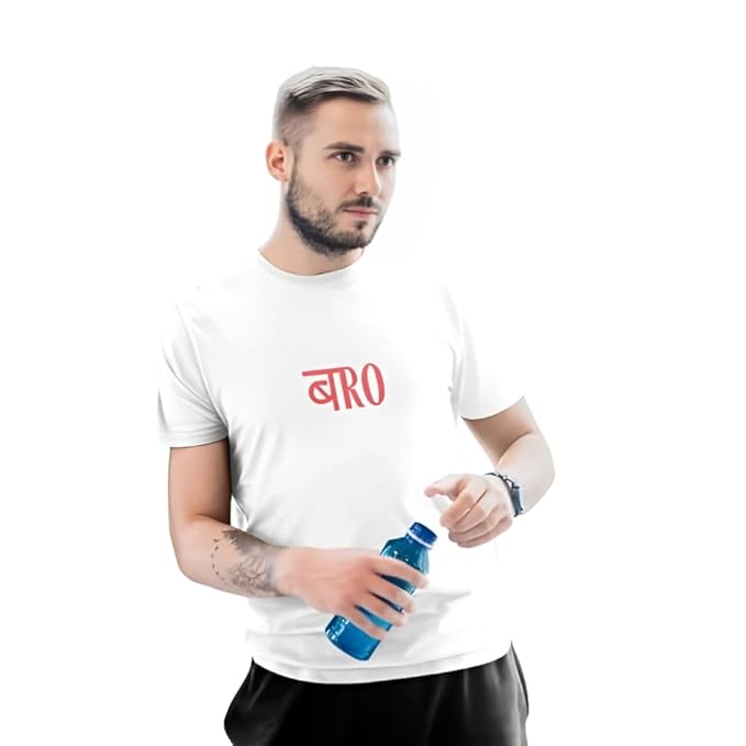 BRO Typography Graphic Print Men’s T-Shirt – Bold Cotton Casual Tee