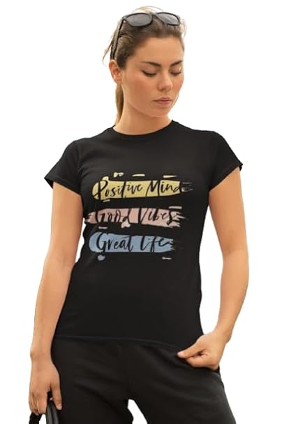 Positive Mind Positive Vibe Positive Life Graphic Print Women’s T-Shirt – Uplifting & Stylish