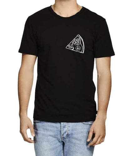 Pizza Slice Graphic Print Men’s Black T-Shirt