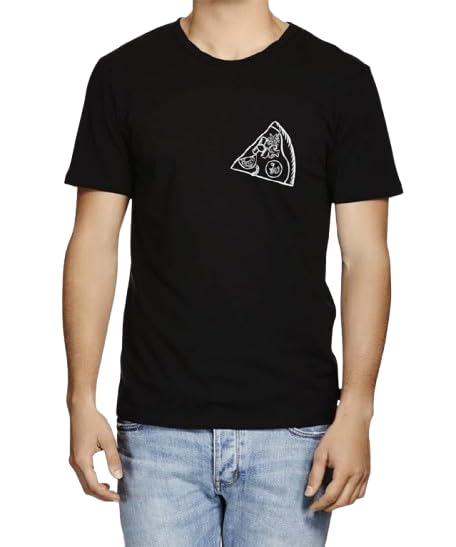 Pizza Slice Graphic Print Men’s Black T-Shirt