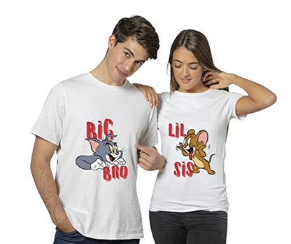 Big Bro Lil Sis Tom & Jerry Graphic Print Sibling T-Shirt
