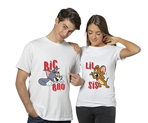 Big Bro Lil Sis Tom & Jerry Graphic Print Sibling T-Shirt