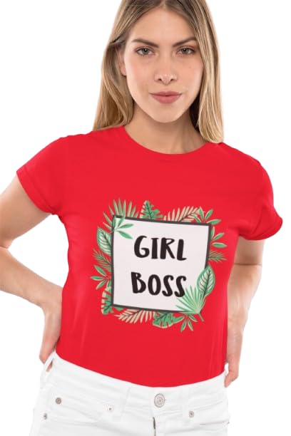 Girl Boss Graphic Print Women’s T-Shirt – Empowering Cotton Casual Tee