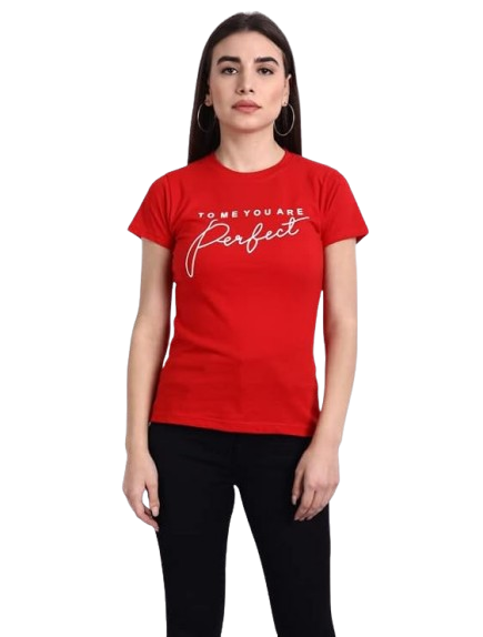 Women's Red "You Are Perfect" Graphic T-Shirt | Premium Cotton Round Neck Casual Tee