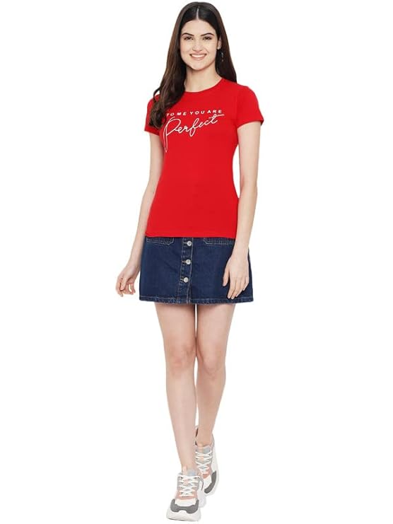 “To Me You Are Perfect” Red Graphic T-Shirt for Women | Romantic Quote Cotton Tee
