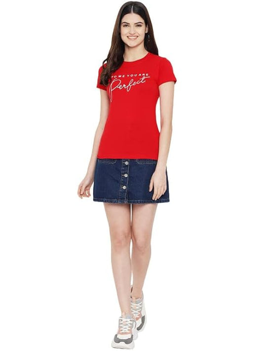 Women's Red "You Are Perfect" Graphic T-Shirt | Premium Cotton Round Neck Casual Tee