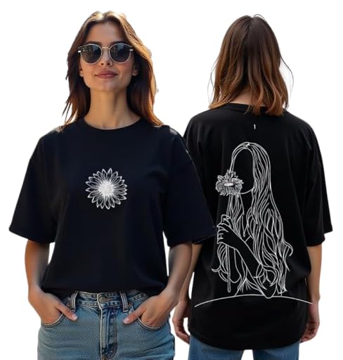 Floral Line Art Graphic Print Women’s T-Shirt