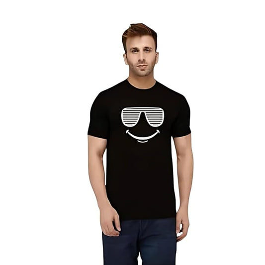 Cool Smiley Face with Shades Graphic Print Men’s T-Shirt – Fun Cotton Casual Tee