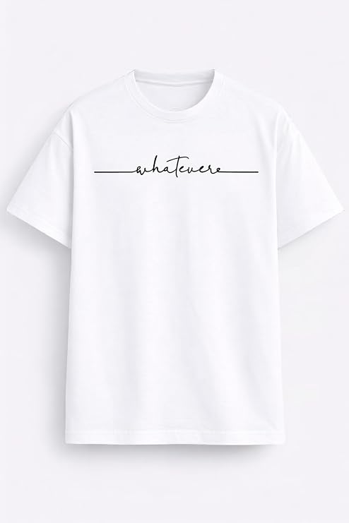 Men’s Black “Whatever” Printed T-Shirt – Regular Fit Cotton Tee