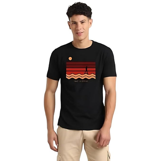 Take a Break Sunset Graphic Print Men’s T-Shirt – Relaxed Cotton Casual Tee