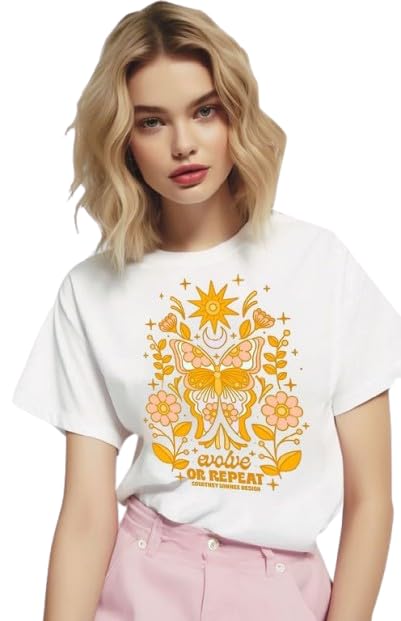 Evolve or Repeat Butterfly Graphic Print Women’s T-Shirt