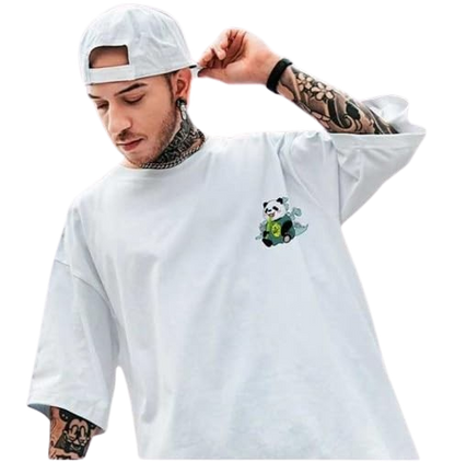 Men’s Black Oversized Panda Graphic T-Shirt – Streetwear Style
