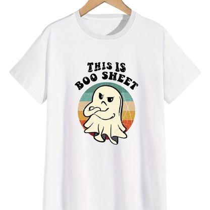 “This Is Boo Sheet” Funny Ghost Graphic T-Shirt – Black