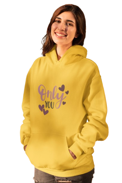 "Only You" Yellow Hoodie with Heart Design