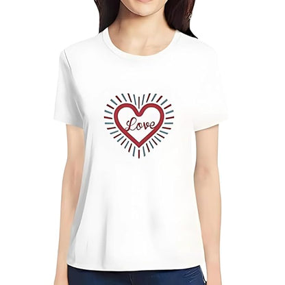 Love Heart Graphic Print Women’s T-Shirt – Cute Cotton Casual Tee