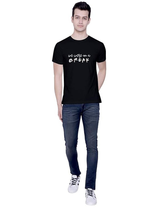 Men’s Black Graphic T-Shirt – “We Were On A Break” Quote Print