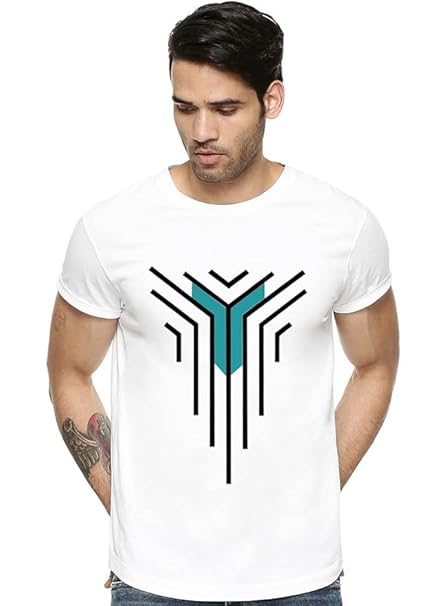 Geometric Lines Graphic Print Men’s T-Shirt – Minimal Cotton Casual Tee