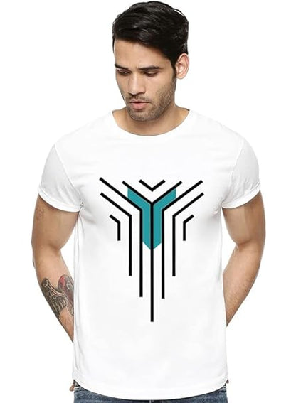 Geometric Lines Graphic Print Men’s T-Shirt – Minimal Cotton Casual Tee