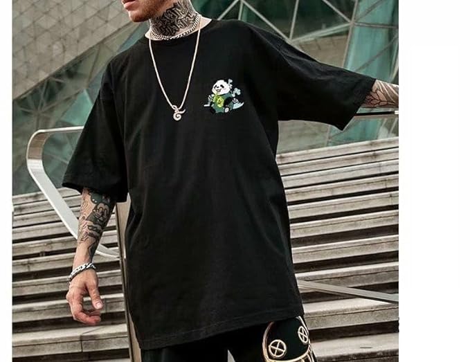 Men’s Black Oversized Panda Graphic T-Shirt – Streetwear Style