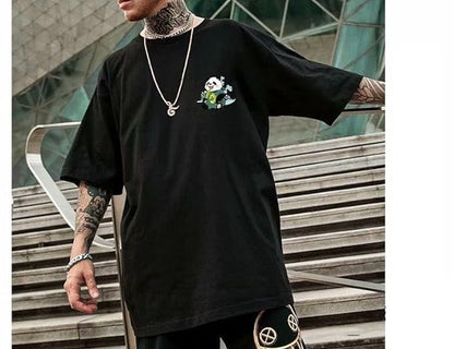 Men’s Black Oversized Panda Graphic T-Shirt – Streetwear Style