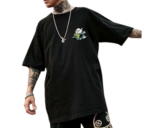 Men’s Black Oversized Panda Graphic T-Shirt – Streetwear Style