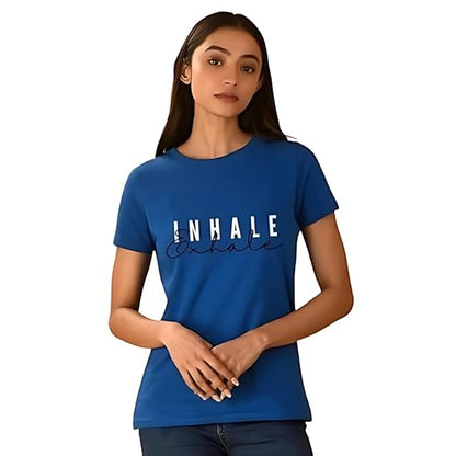Inhale Exhale Graphic Print Women’s T-Shirt – Mindful Cotton Casual Tee