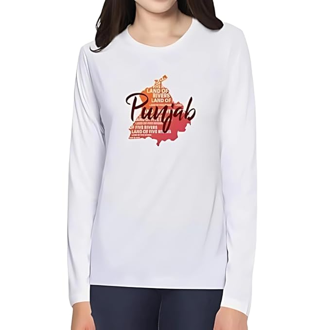 Punjab Map Graphic Print Women’s Full Sleeve T-Shirt – Desi Pride Cotton Tee