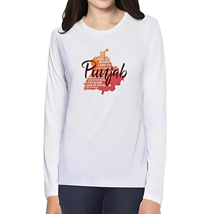Punjab Map Graphic Print Women’s Full Sleeve T-Shirt – Desi Pride Cotton Tee