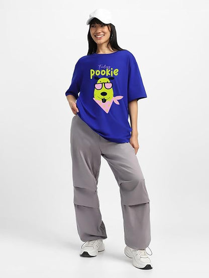 Pookie Graphic Print Women’s T-Shirt – Casual Oversized Cotton Tee