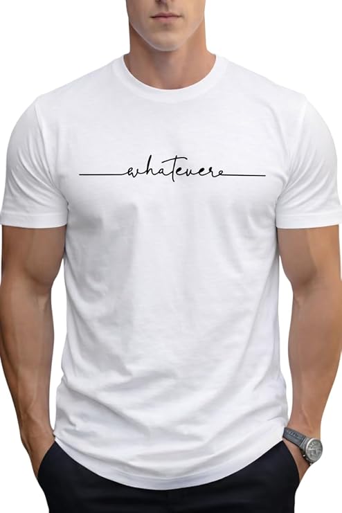 Men’s Black “Whatever” Printed T-Shirt – Regular Fit Cotton Tee
