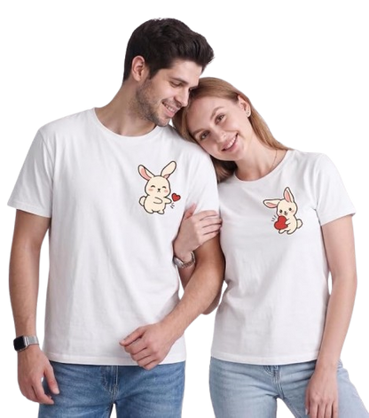 Cute Rabbit Couple Matching T-Shirts – Adorable Couple Tees