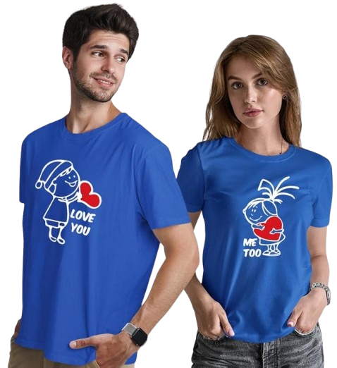 Love You  Me Too Graphic Print Couple T-Shirt